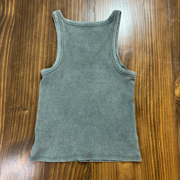 AMERICAN EAGLE Tank Top Womens Medium Green Ribbed Racerback Casual Tee - Picture 3 of 6
